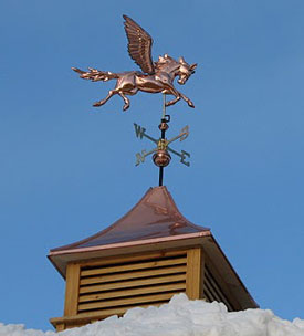 Copper weathervane and cupola protected with Everbrite Coating