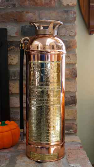 Copper fire extinguisher polished and protected with Everbrite Coating